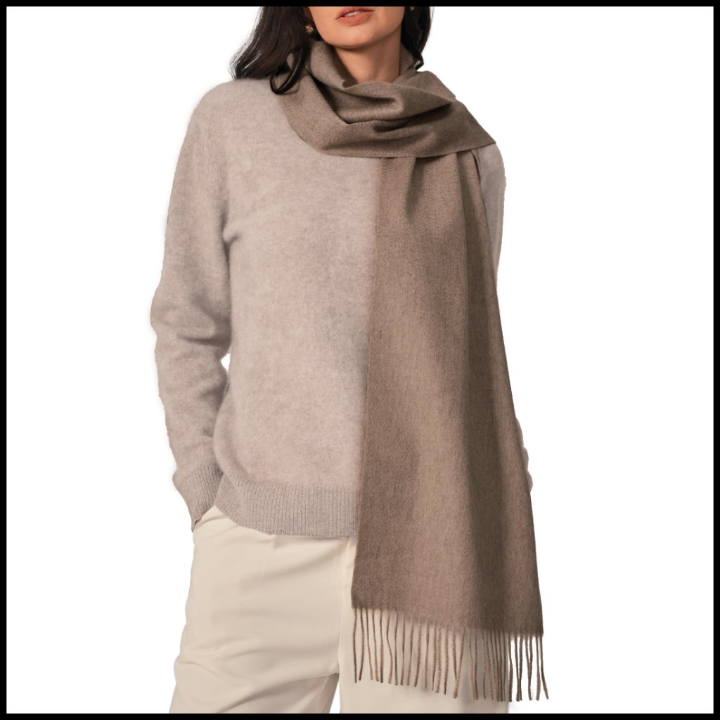 Luxury Cashmere Scarf Soft Winter Wrap Fringed Edges Classic Elegant Minimal
